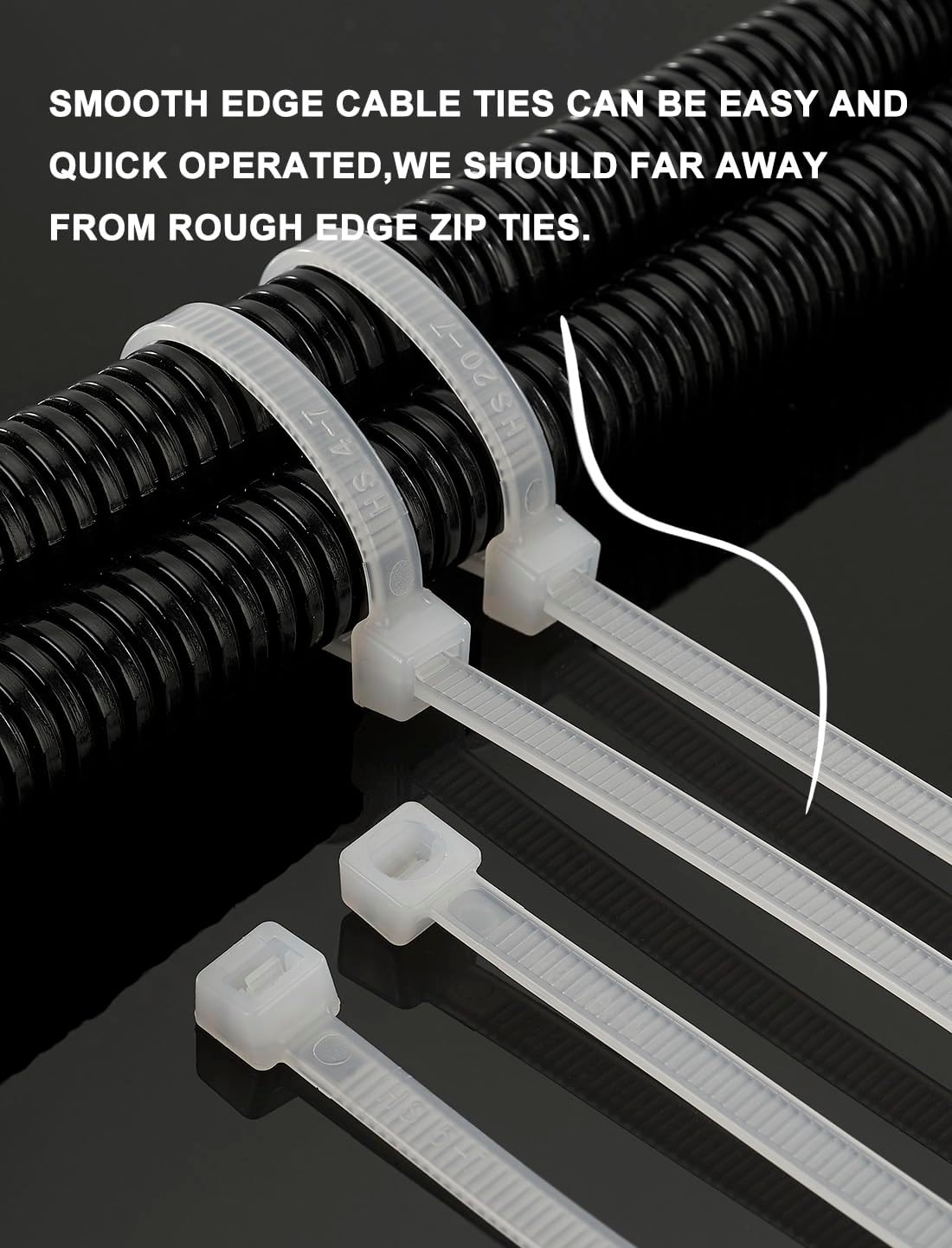 HS Extra Long Heavy Duty Zip Tie Straps (50 Pack) Thick 0.35 Inch Plastic Duct Zip Ties Heavy Duty 200 Pounds,Black Large Zip Ties 36 Inch for HVAC,Travel,Packaging,Vessel
