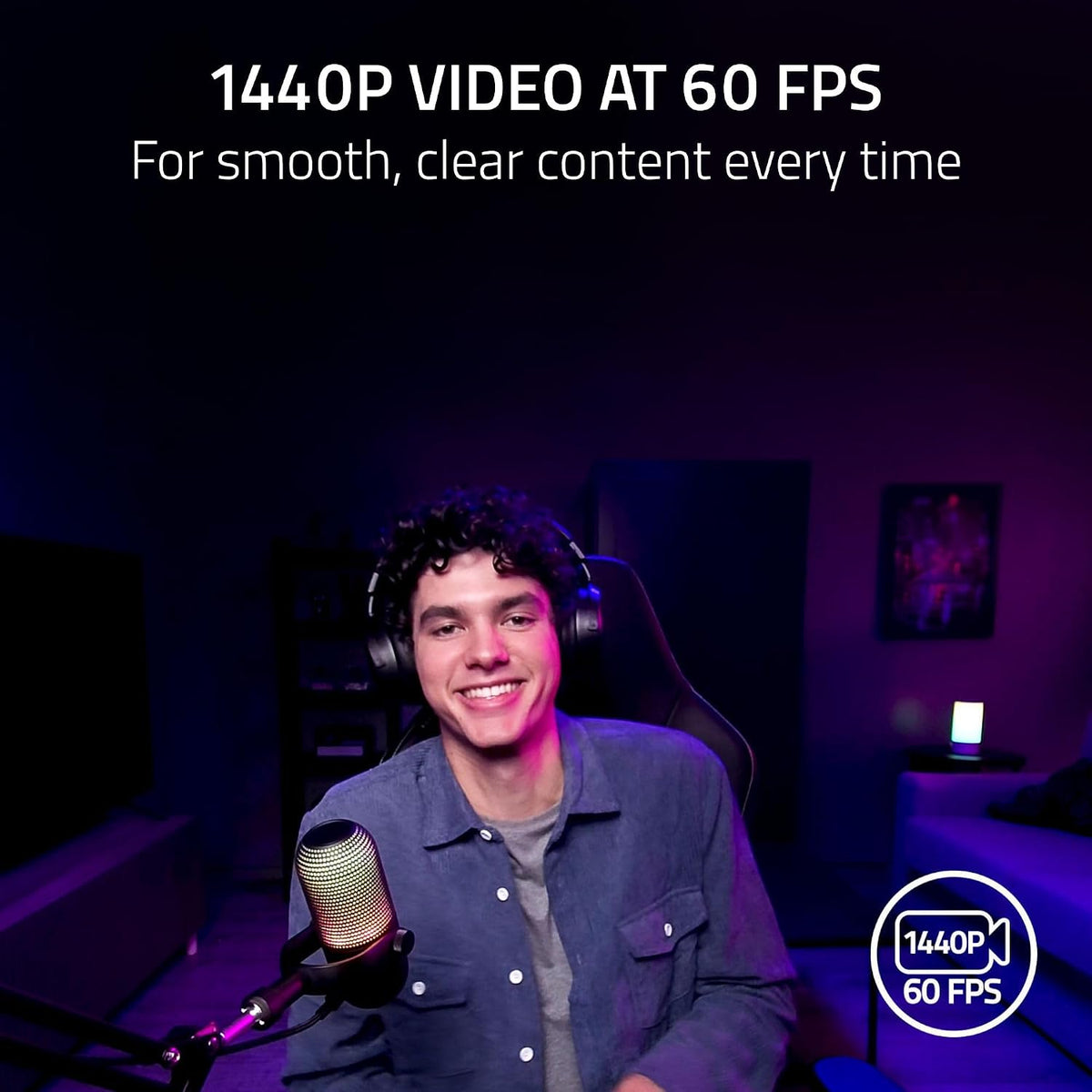 Razer Kiyo V2 X Webcam for Streaming and Meetings, 1440p 60 FPS, Black | AI Powered Auto-Framing, Built-in Microphone, Ultrawide Angle Lens, Privacy Cover, Works with OBS, Discord, Zoom, Teams