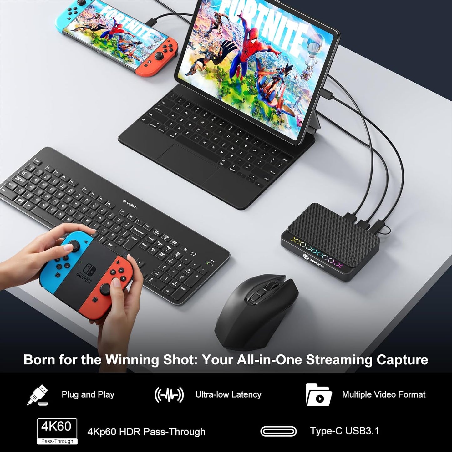 4K Capture Card for Streaming, USB 3.1 Video Capture Device for Streaming and Recording, Support HDR/VRR with Low Latency for PS5, Xbox, Nintendo Switch in OBS, Compatible with PC/Mac