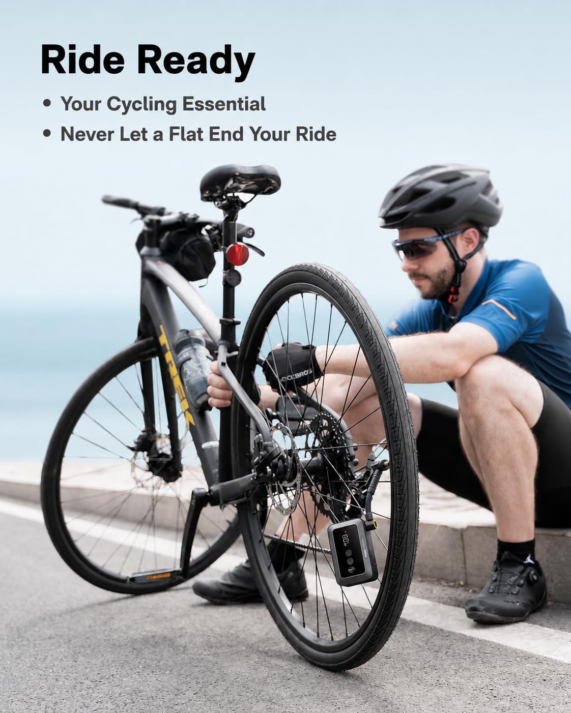 HOTO Electric Bike Tire Pump, Mini Bicycle Pump, 25s Fast Inflate | Portable Bike Air Pump with Presta & Schrader Valve for Road Bike, Mountain Bike, Motorcycle, Scooter, Sports Ball, Outdoor