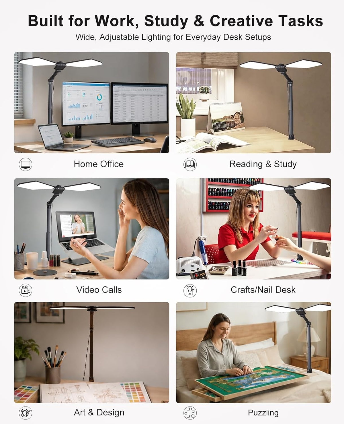 LED Desk Lamp with Clamp, Laptop Light Computer Desk Lamps for Home Office