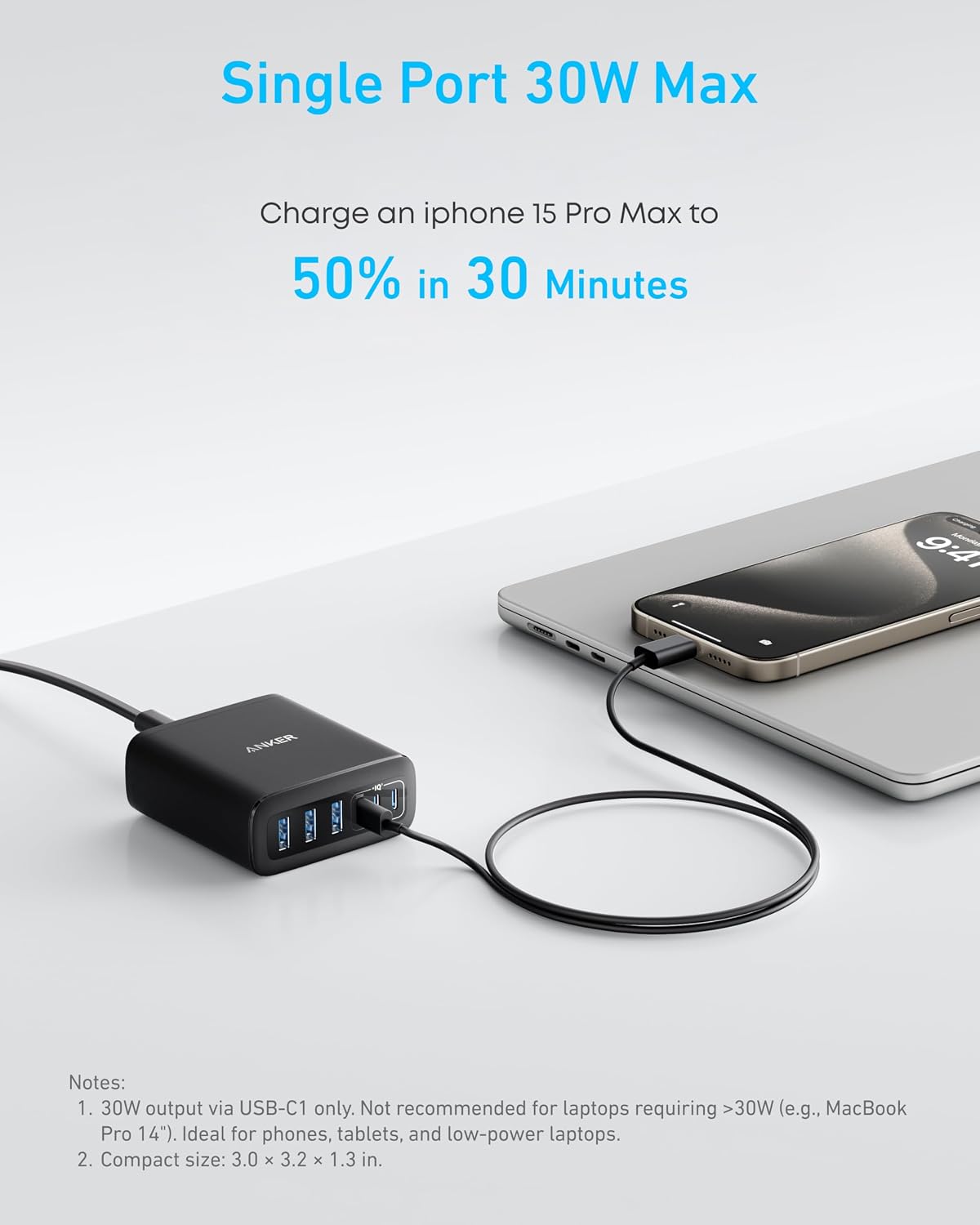 Anker Desktop Charger, Fast Charging USB C Charger with 112W Max 6-Port Desk Accessories for Home Office, Campatible with Multiple Devices, iPhone, iPad, MacBook, Galaxy and More (Cable Not Included)