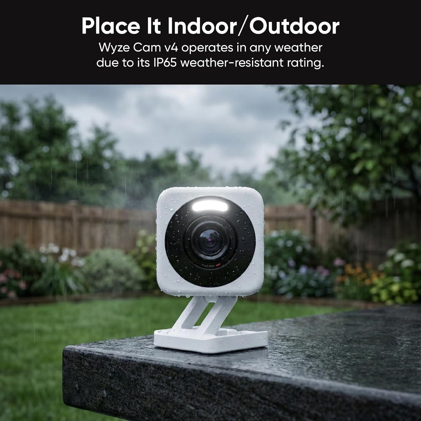 WYZE Cam v4 (Latest Model), 2.5K AI Security Camera, Indoor/Outdoor Cameras for Home Security, Baby Monitor & Pet Camera, Vibrant Color Night Vision, No Subscription Required, Free Expert Help
