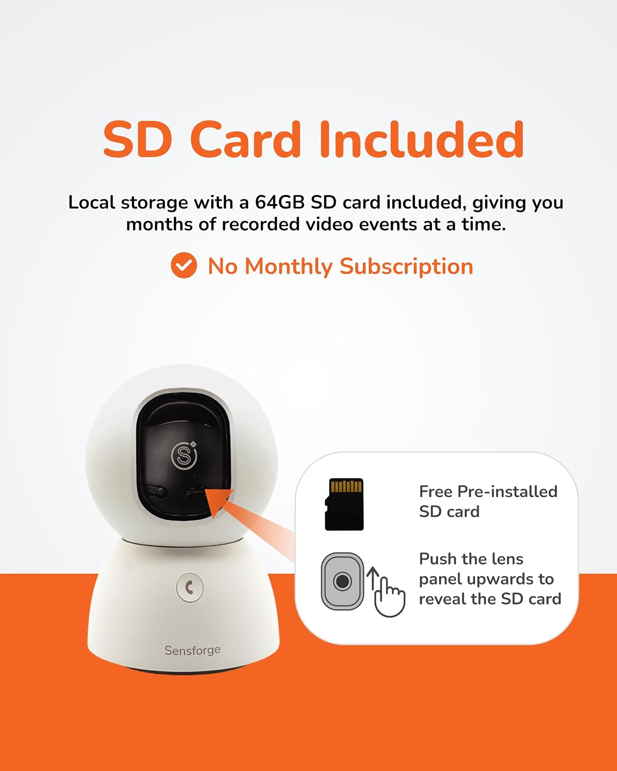 SensForge 2.5K Indoor Pan-Tilt Security Camera, 360° Dual-Band 2.4/5GB Wi-Fi Camera for Home, AI Human & Pet Detection, 64GB SD Card Included, Two-Way Talk, No Subscription Required (2-Pack, White)