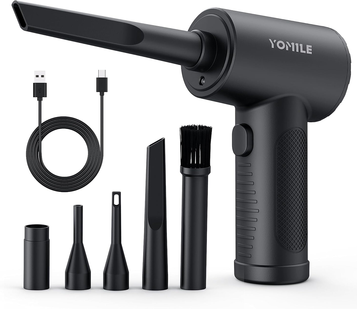 Compressed air Duster, Yomile 2 in 1 120000RPM Cordless Air Duster with 7600mAh Battery Dust Blower for Keyboard Cleaner,Rechargeable Air Blower