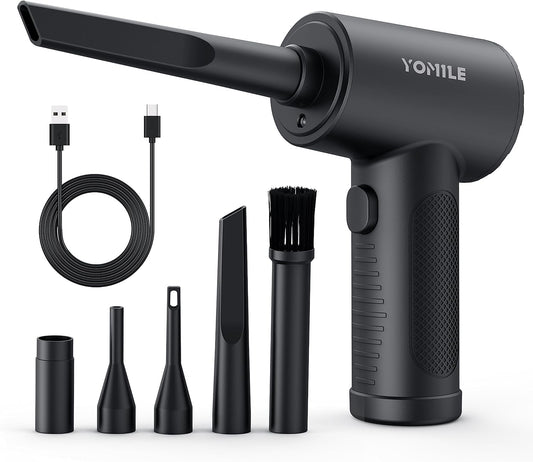 Compressed air Duster, Yomile 2 in 1 120000RPM Cordless Air Duster with 7600mAh Battery Dust Blower for Keyboard Cleaner,Rechargeable Air Blower