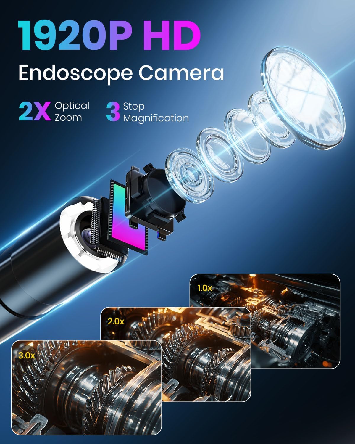 Endoscope Camera with Light, Inspection Borescope Camera 4.3" IPS Screen | 1920P HD Inspection Kamera IP67 Waterproof with 8 Adjustable LEDs 16.5 FT Cable Borescopes for Sewer Drain Pipe Cool Gadgets