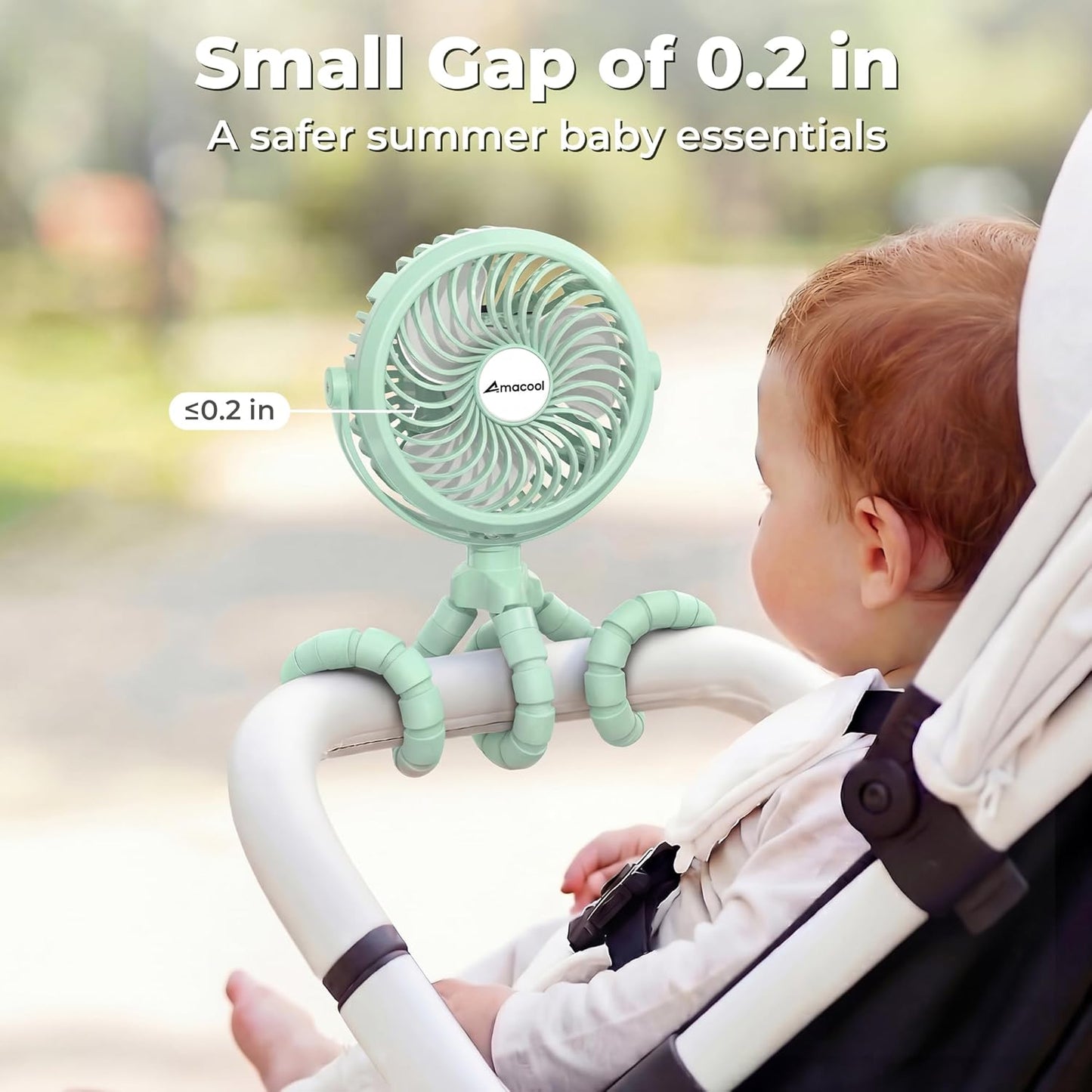 AMACOOL Battery Operated Stroller Fan, Portable Clip On Fan Rechargeable | Baby Travel Essentials for Beach Disney, Newborn Boy & Girl Gifts Registry Search, Cooling for Car Seat Wagon Crib Treadmill