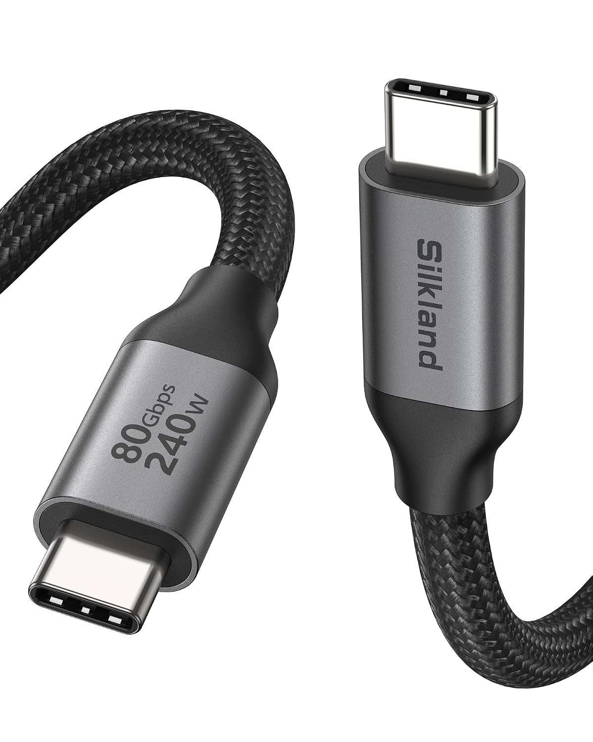Silkland 80Gbps USB 4 for Thunderbolt 5 Cable, [USB-IF Certified] 120Gbps Bandwidth for 16K/Dual 8K, 240W Charging, High Speed USB C Cable Compatible Thunderbolt 4, MacBook,iPhone 17, Mac Mini,SSD,4FT