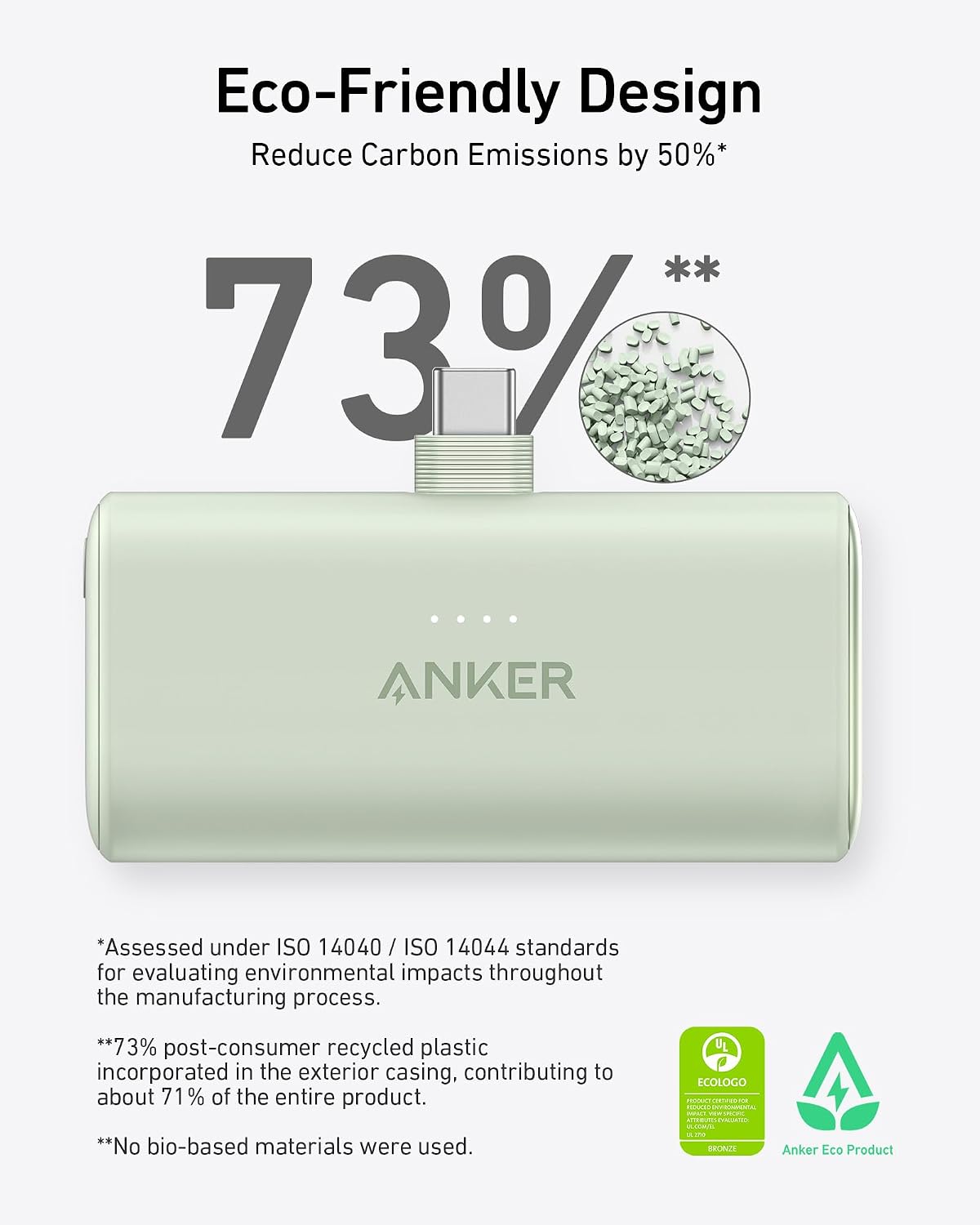 Anker Nano Power Bank,5,000mAh Portable Charger, Built-in USB-C Connector | 5,000mAh 22.5W Portable Charger for iPhone 17 / 16 / 15 Series, Galaxy S23 / S22 Series, iPad Pro / Air, AirPods, and More