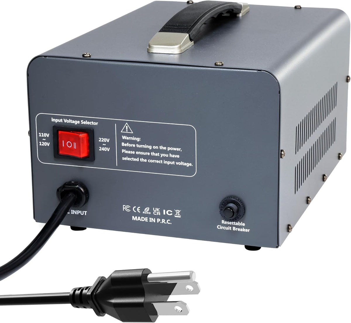 5000 Step Up/Down Transformer Converter 110/120Volt-220/240Volt | US Power Cord,Circuit Breaker Protection (Grey)