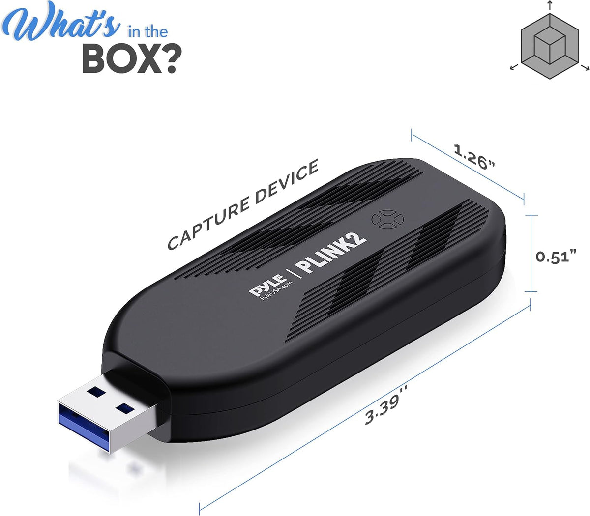 PyleUsa HDMI Capture Card - Camera Link 4K USB3.1 GEN1 HDMI-to-USB Audio-Video Recording via DSLR Camcorder Action Cam, Record Directly to Computer Gaming,Streaming,Conference,Live Broadcast,PLINK 2