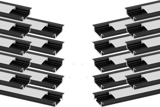 Besseto Black Recessed LED Aluminum Channel for LED Strip Lights 20x2m