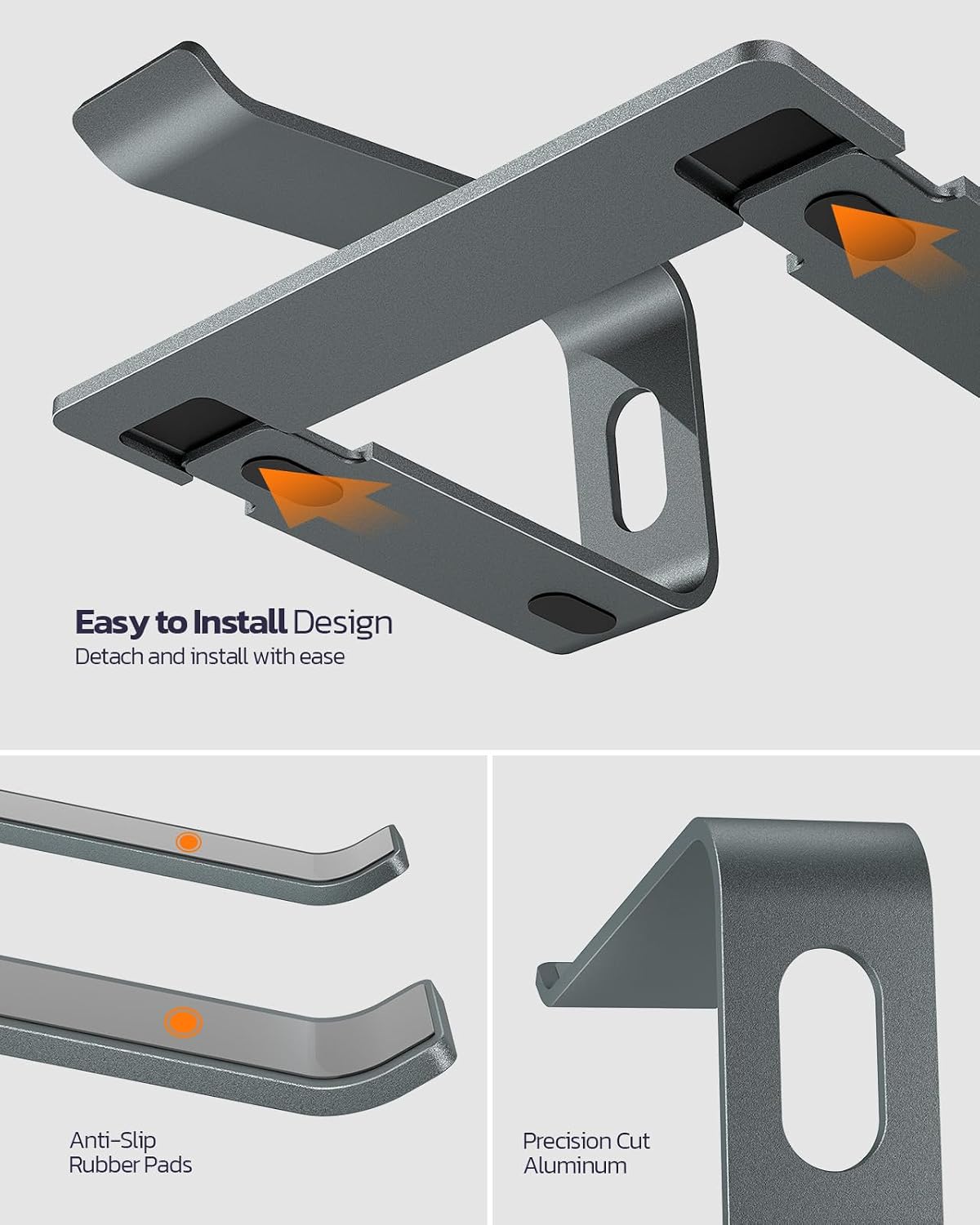 Nulaxy Full Aluminum Laptop Stand, Stable Support to 22 lbs, Open Cooling