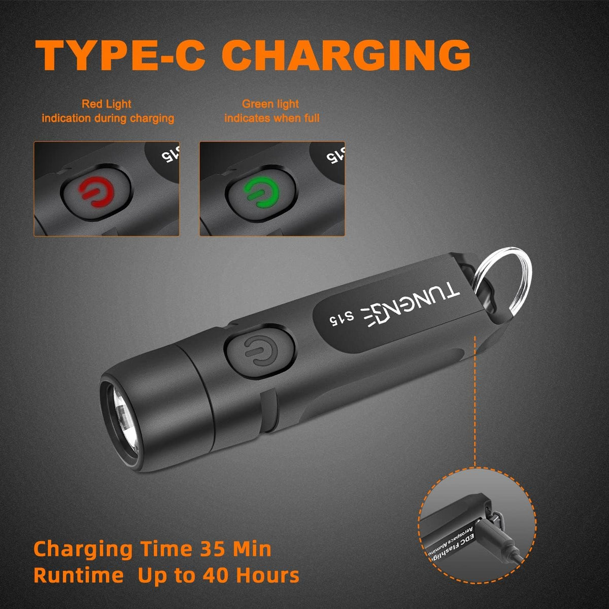 S15 Super Bright 650 Lm Mini Rechargeable EDC Keychain Flashlight | IP66 Waterproof, USB-C,Durable, Aluminum, Pocket Clip,Hands-Free, Compact, for Repair, Camping, Hiking, Outdoor