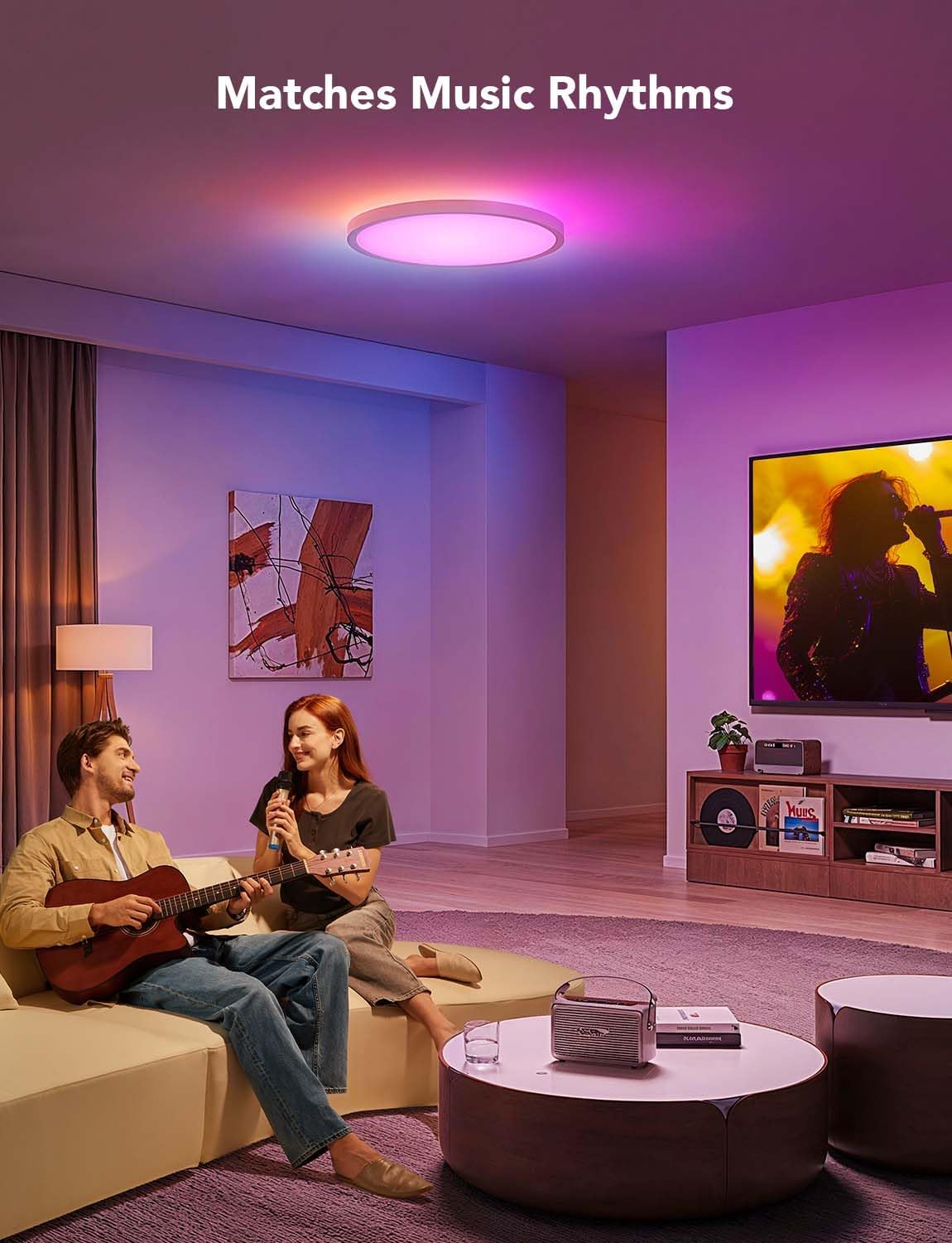 Govee Smart Ceiling Light, 2400LM RGBIC and RGBWW, 12 Inch, White 2 Packs | RGBIC and RGBWW LED Ceiling Light Fixture, DIY Colors, Works with Matter Alexa, 2700K-6500K Lights for Bedroom, Living Room