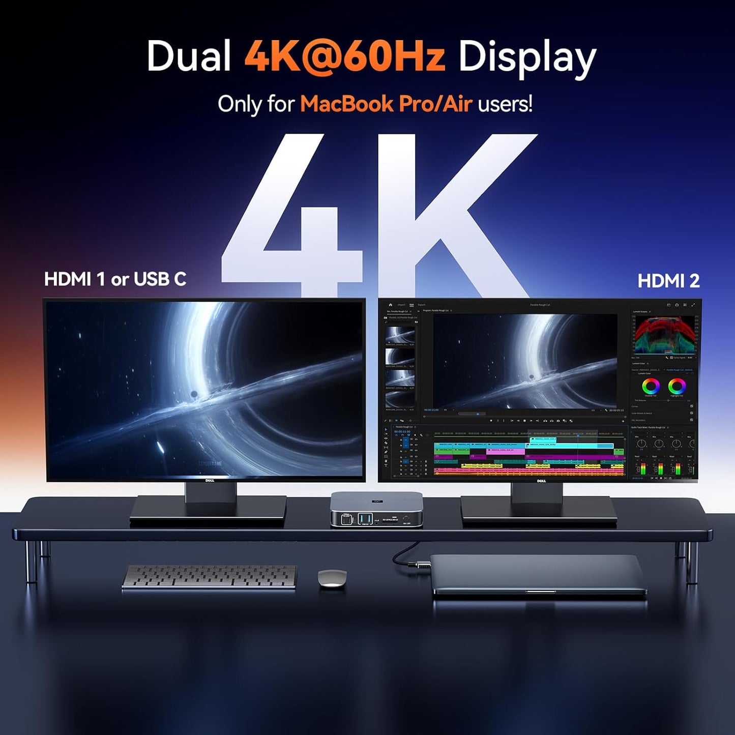 TobenONE 18-in-2 Docking Station Dual 4K Monitor for MacBook M5/M4 Pro/Max | Plug and Play Macbook Dock with HDMI&USB-C,150W Adapter, 10Gbps/PD 30W, 2.5G Ethernet, Solid & Sleek for Edit, Remote Office