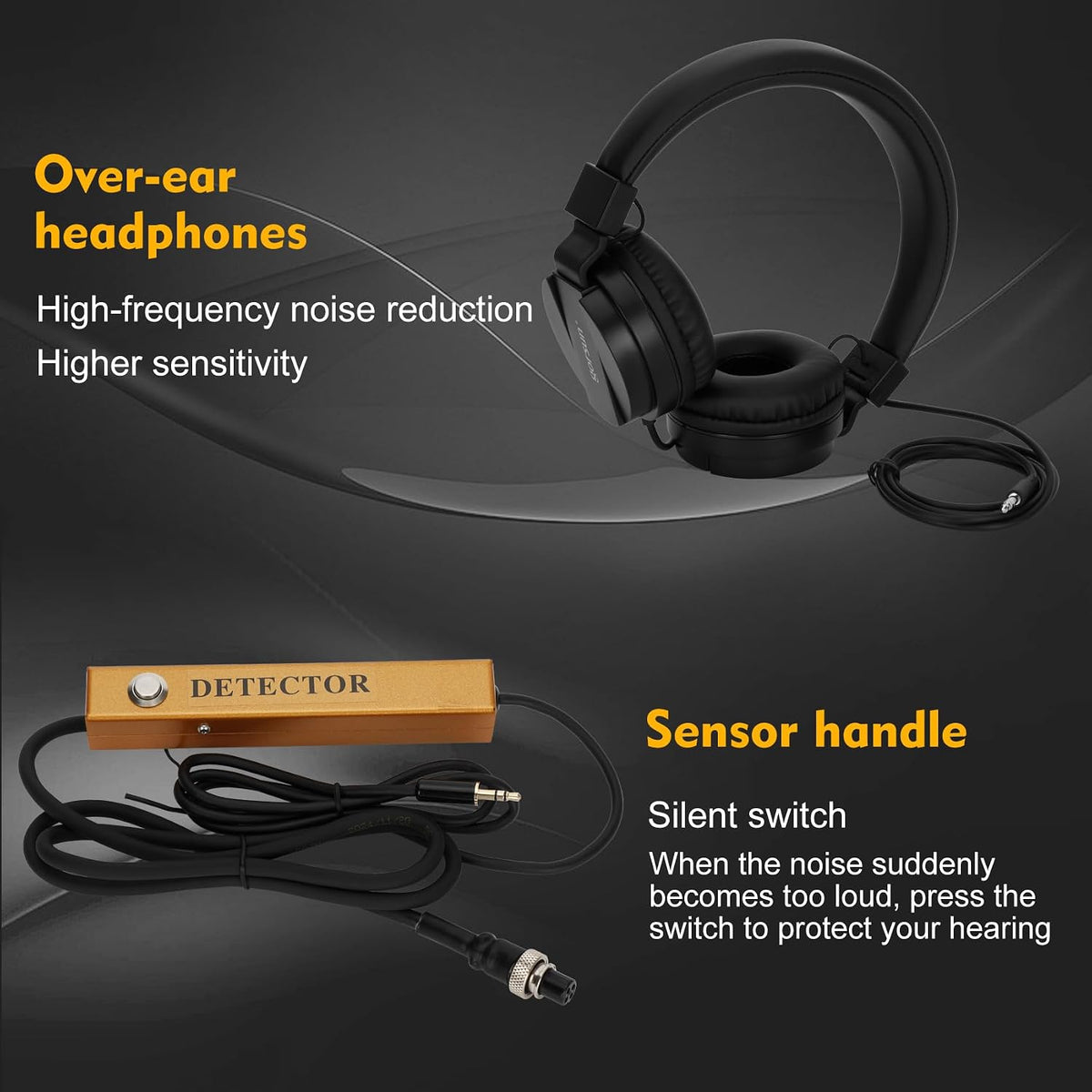 Underground Water Leak Detector, Water Pipe Leak Detector, Two Size Sensors Precise Positioning, High-Sensitivity Digital Display Leakage Sensor, Carrying Case