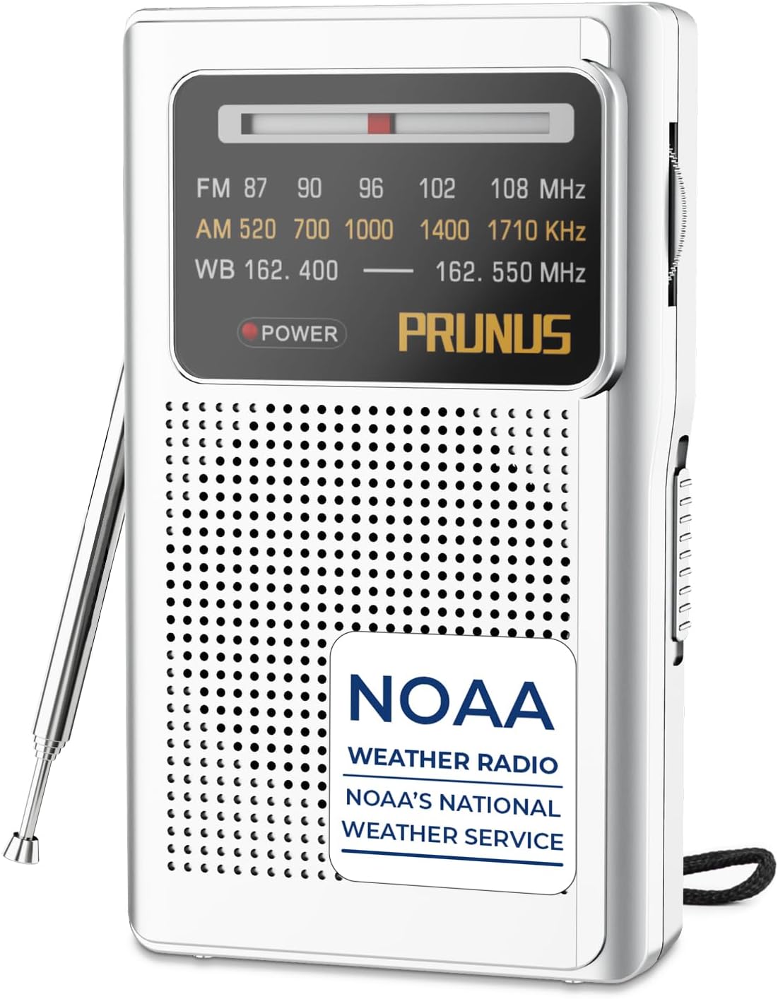 NOAA Weather Radio AM FM, AA Battery Radio for Power Outages PRUNUS J161 | Handheld, Best Reception,Stereo Earphone Jack, for Emergency, Hurricane, Storm, Running, Walking,Home, Transistor Radio