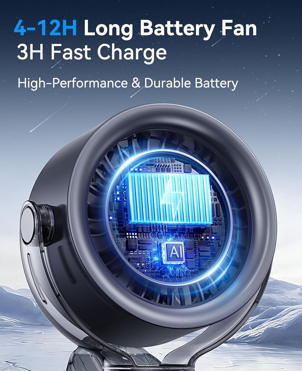 KIMMOO 4000mAh Rechargeable Portable Clip on Fan-100-Speed Touch Control, LED Display, 360° Rotate Quiet Turbo Desk Fan, Small Battery Operated USB Fan for Stroller Bed Travel Camping Golf Gym (Black)