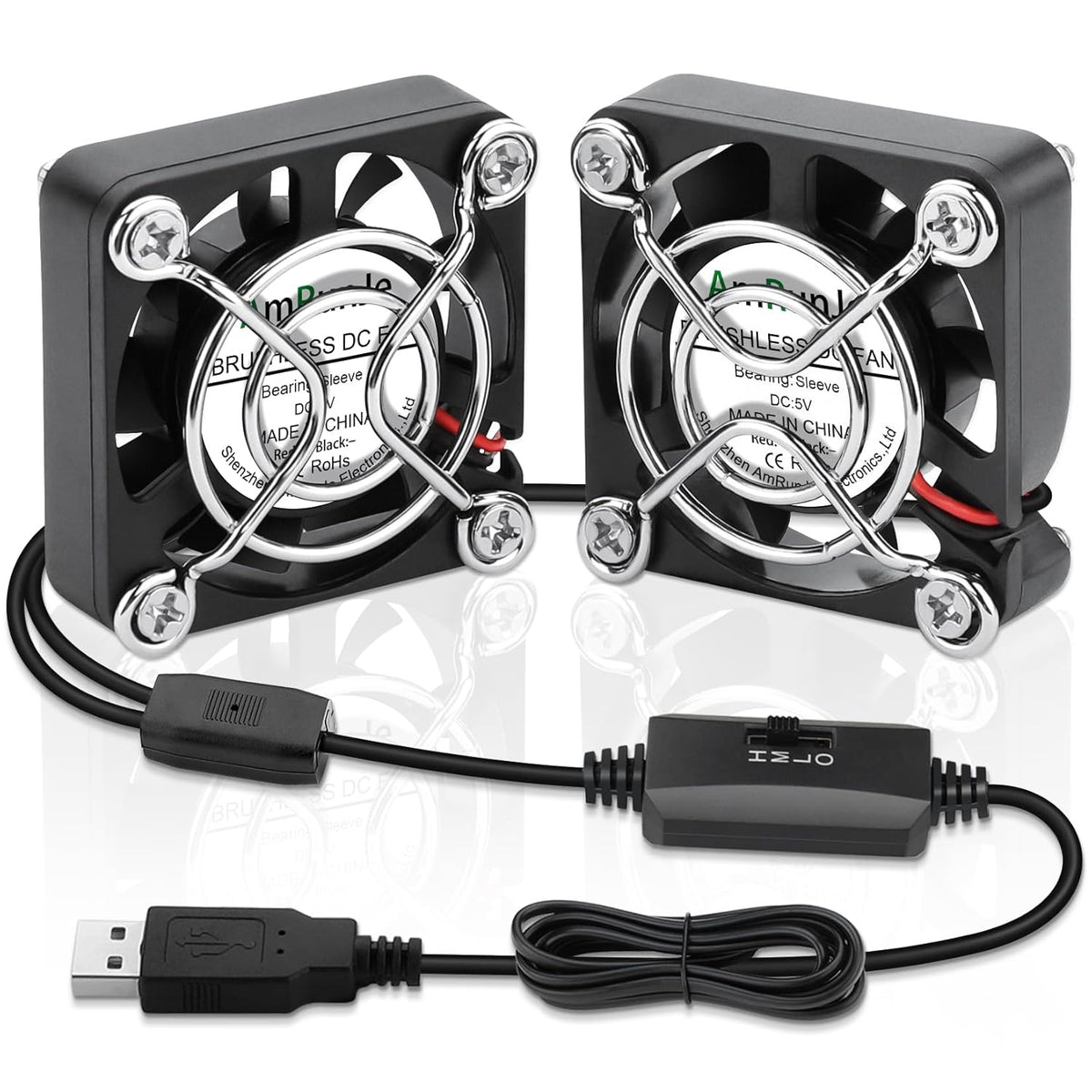 40mm USB Fan 2pcs, 5V Mini Cooling Brushless Fan with Speed Control | 4010 Small Box Fan for PC Computer PlayStation Xbox Router Terrarium Aquarium Welding Helmet Raspberry Pi
