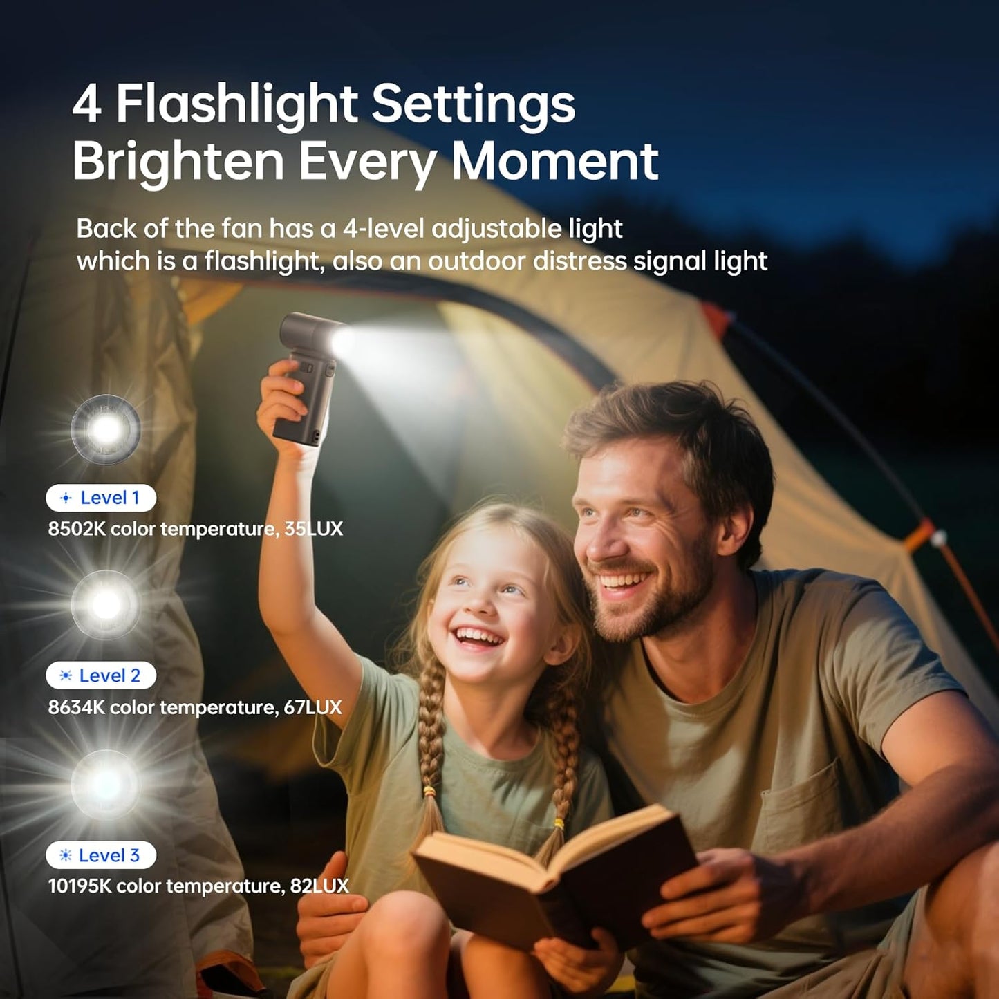 JISULIFE Portable Handheld Fan Ultra2 9000mAh Max 25 Hrs, 3 IN 1, 100 Speed | Rechargeable Turbo Fan 18W Power Bank with Flashlight, Metal Shell Multi-Function Travel Essentials Gift for Women Men-Grey