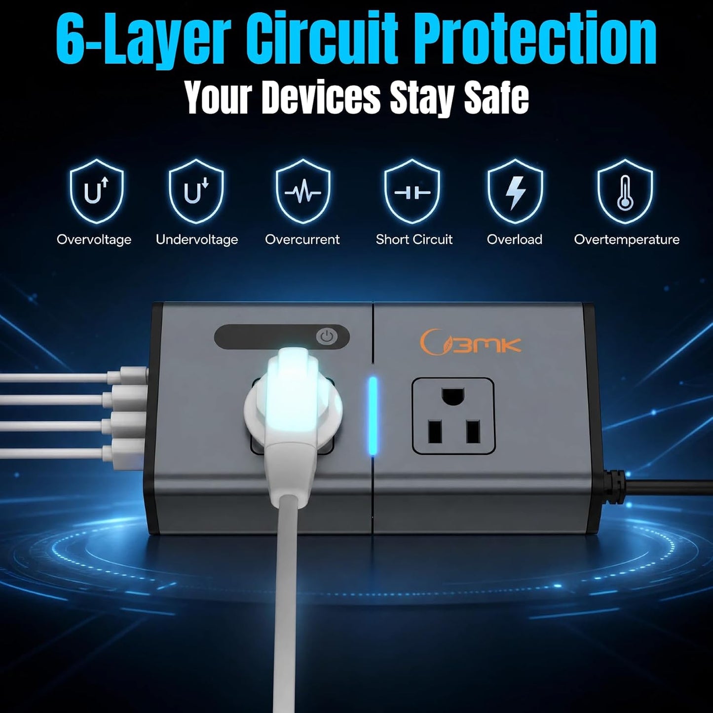 200W 7-in-1 Car Power Inverter DC 12V to 110V AC with Dual PD 36W USB-C & QC 3.0 30W, 2 AC Outlet Car Plug Adapter, LED Voltage Display, Quiet Cooling Fan for Laptop Road Trip Camping