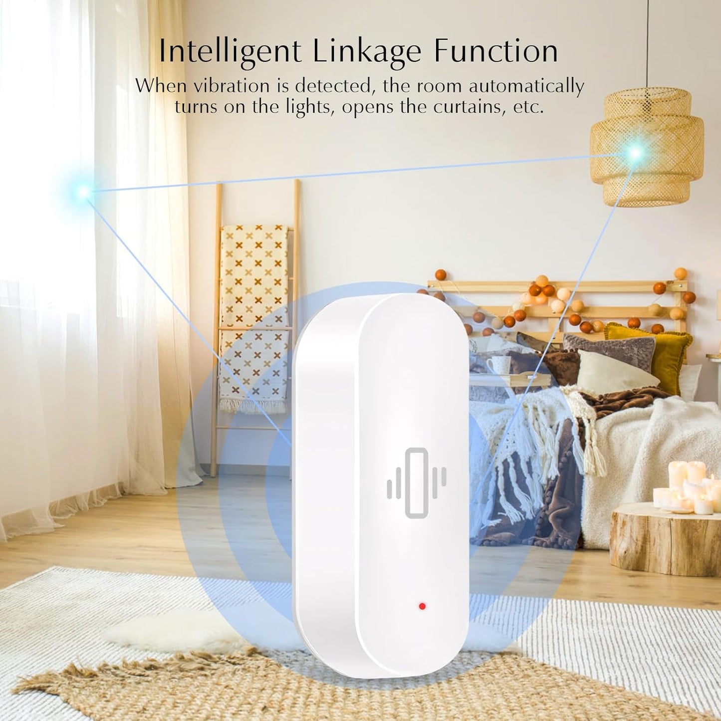 WiFi Vibration Sensor, Smart Window Alarm Sensors, Tuya APP Remotely Receives Notifications with Adjustable Sensitivity, for Window Security Door Alarm Home Assistant