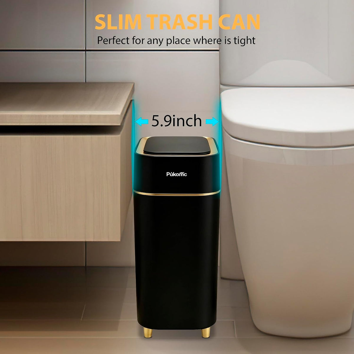 Pukomc Automatic Small Sensor Trash Can with Touchless Lid