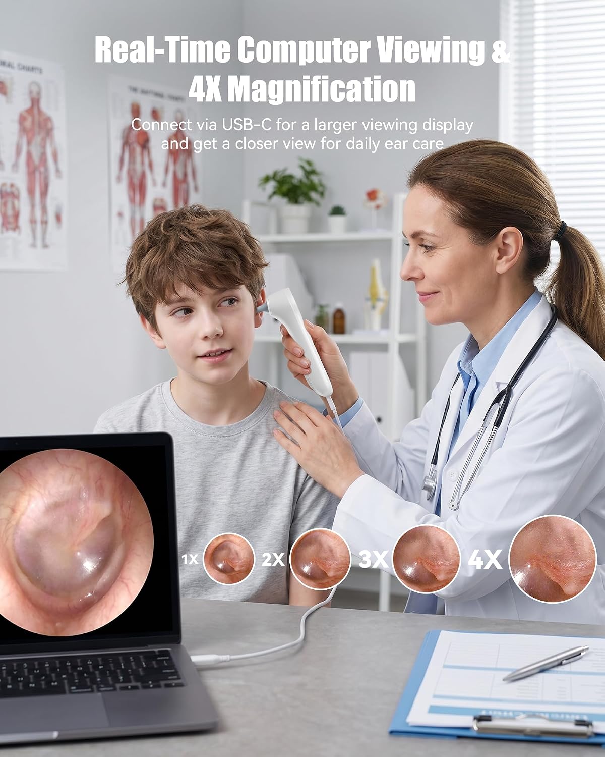 Otoscope Ear Camera with Light, Ear Wax Removal Camera for Adults Kids | 1080P HD Ear Camera with 1.21" Screen, 4 LED Lights and Adjustable Camera for Clear Real-Time Ear Inspection