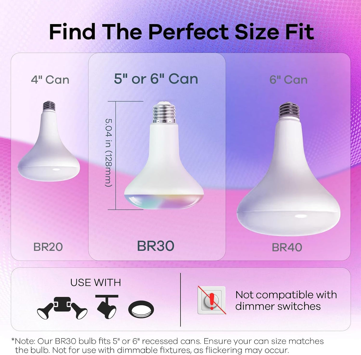 OREiN Matter BR30 Smart Light Bulbs, 60W 650lm RGBTW Color Changing, 4 Pack