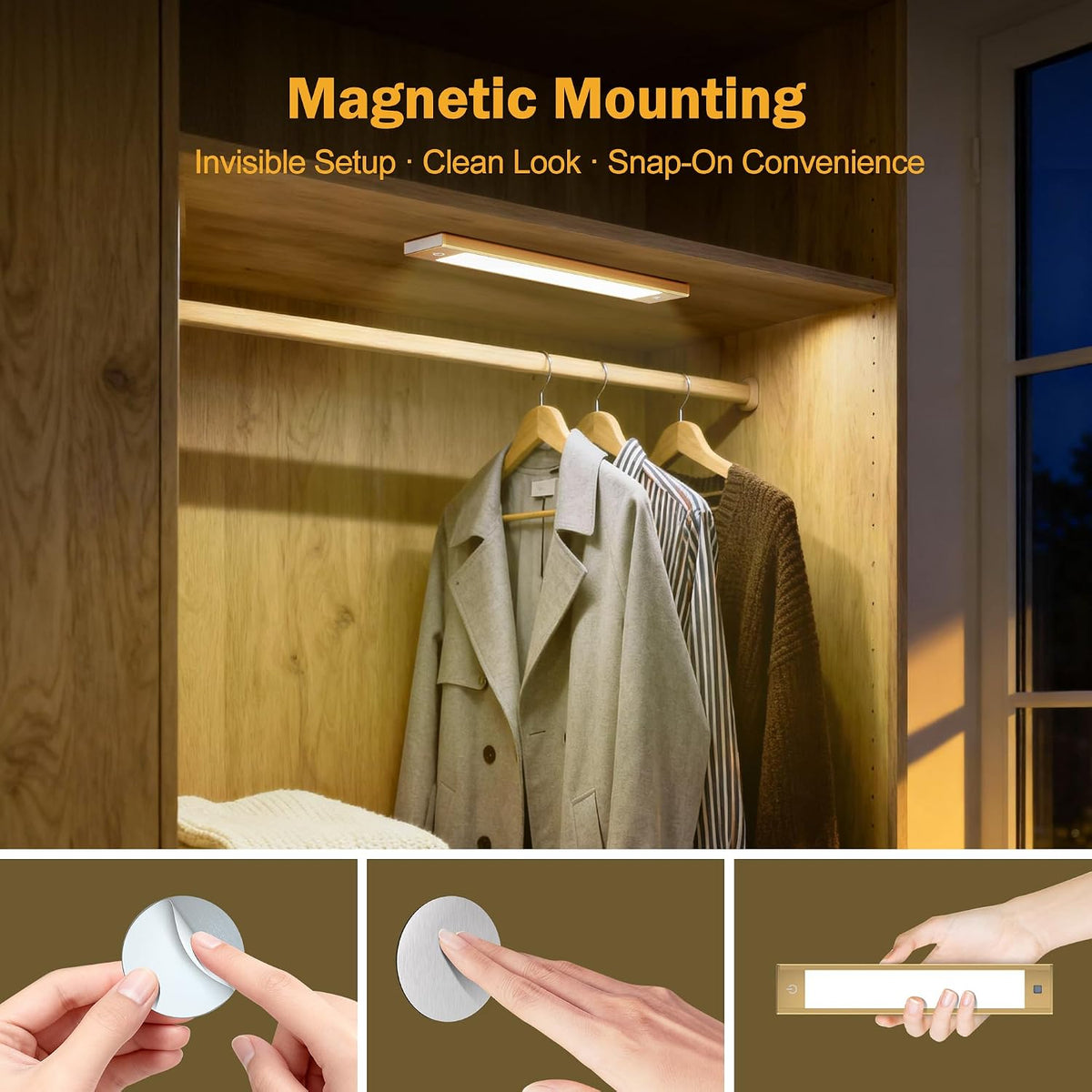 V4light Motion Sensor Cabinet Light, Rechargeable, Dimmable, 2Pcs, 9in