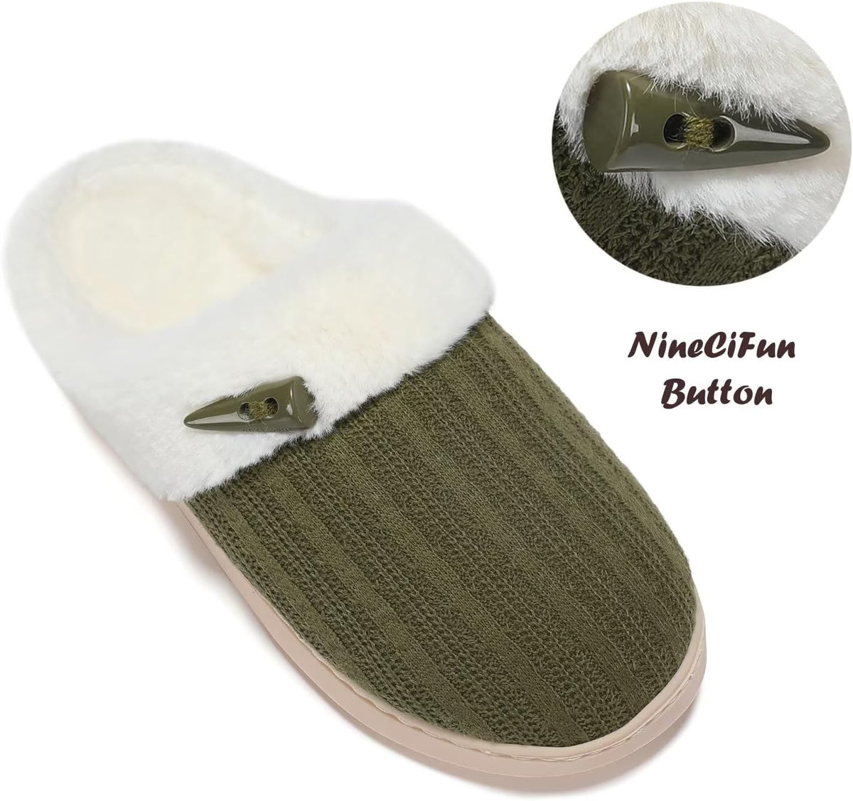 NineCiFun Women's Slip on Fuzzy Slippers Memory Foam House Slippers Outdoor Indoor Warm Plush Bedroom Shoes Scuff with Faux Fur Lining