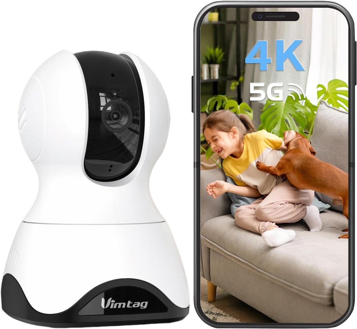 VIMTAG 4K 8MP UHD Indoor Camera Pet/Dog/Cat/Baby/Nanny/Home Security Camera