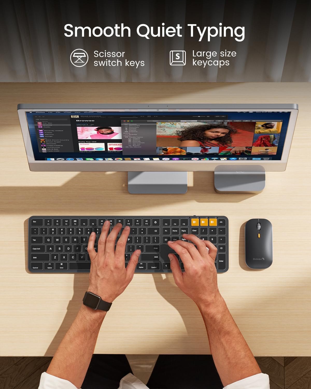 ProtoArc KM100-A Backlit Bluetooth Keyboard Mouse Combo for Mac, Black