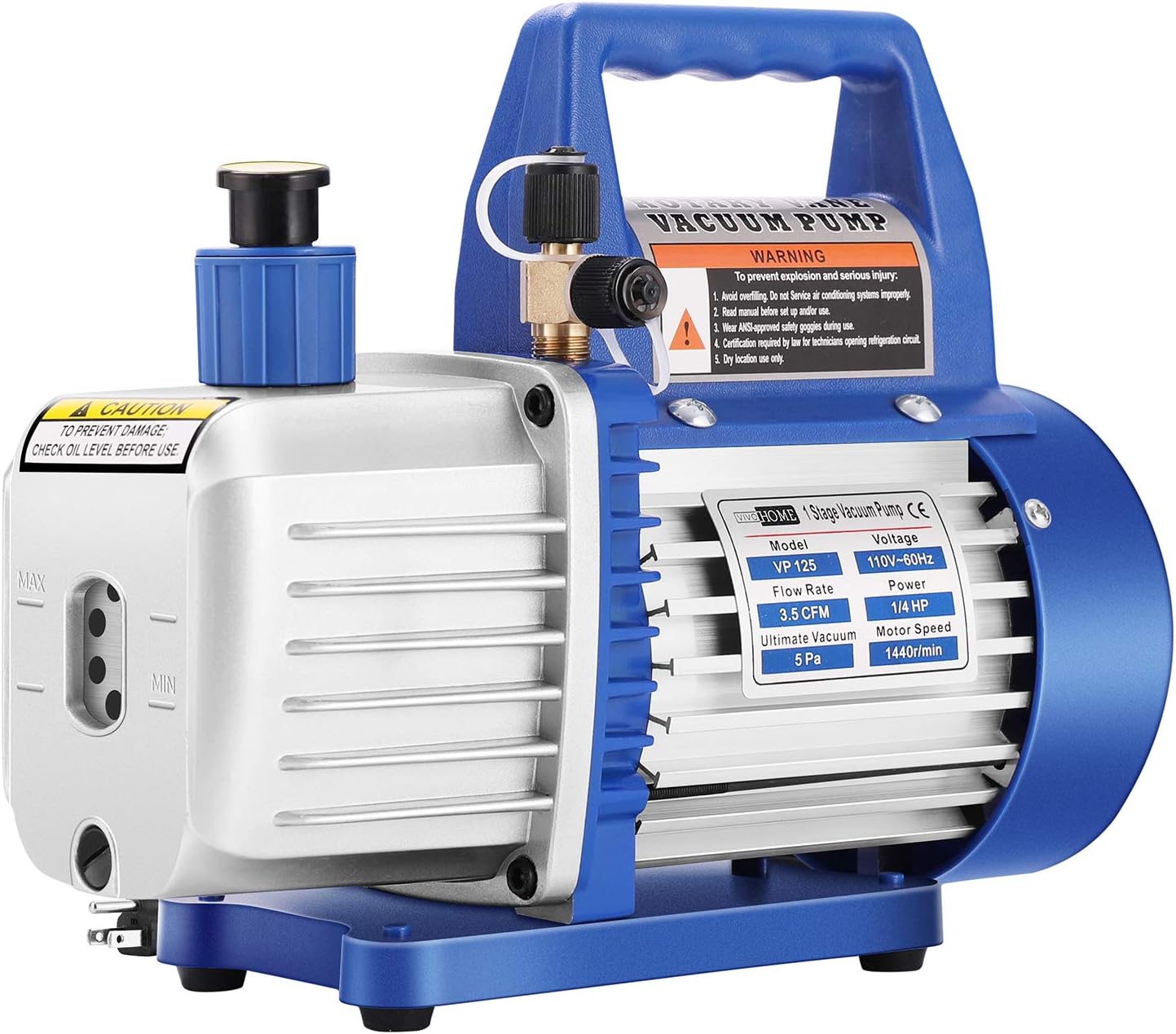 VIVOHOME 110V 1/4 HP 3.5 CFM Single Stage Rotary Vane AC Vacuum Pump | HVAC Vacuum Pump for Mini Split Automotive Air Conditioner R134a R12 R22 R502 R410a AC System with Oil Bottle