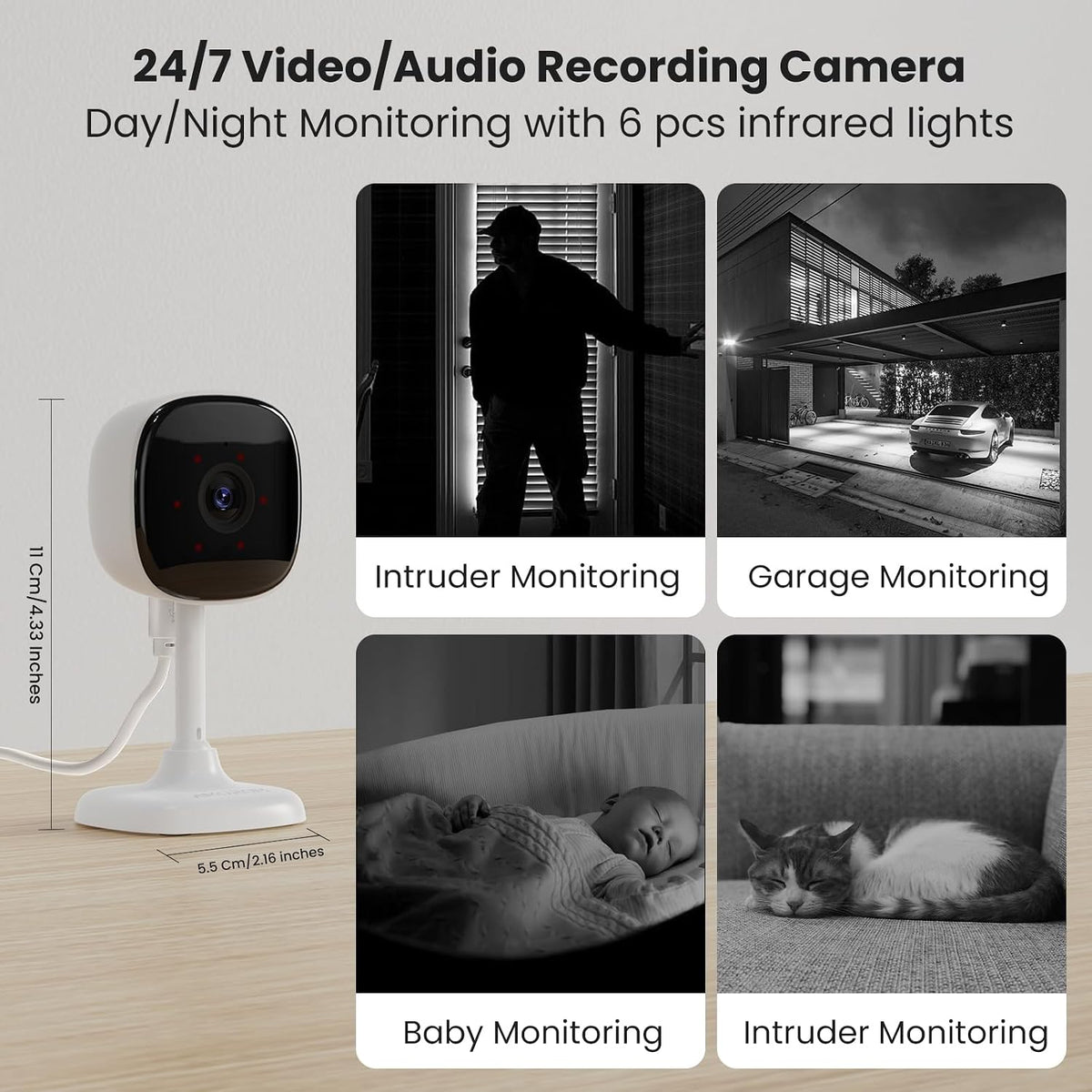 AMOROM Indoor Security Camera, Baby/Kids/Elderly/Dog/Cat Camera