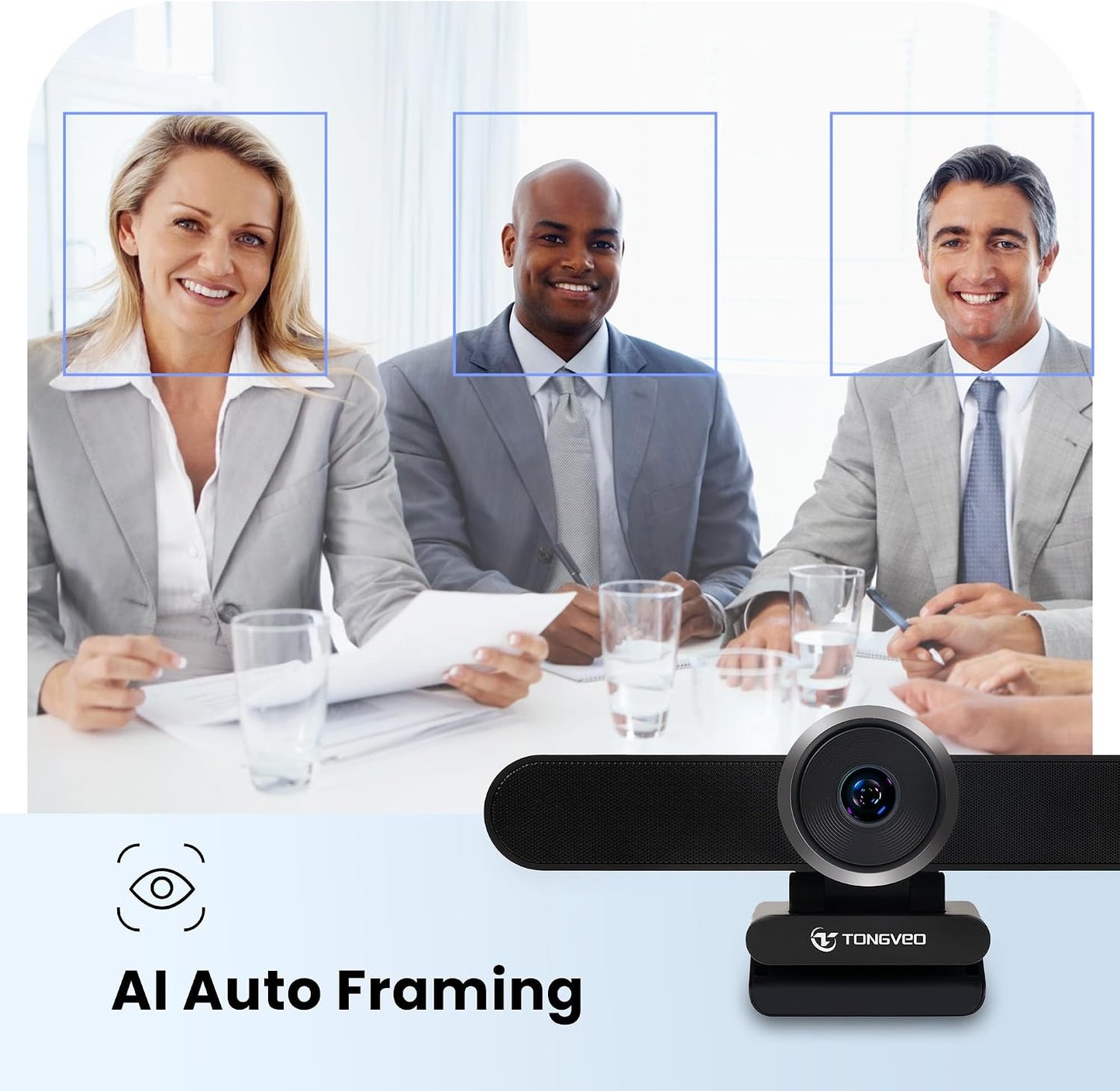 TONGVEO 4K Webcam Conference Call Room Web Camera with Dual Microphones &Speaker, | All-in-One USB Video Camera, 116° Wide Angle, AI Auto Framing | Compatible with Zoom, OBS