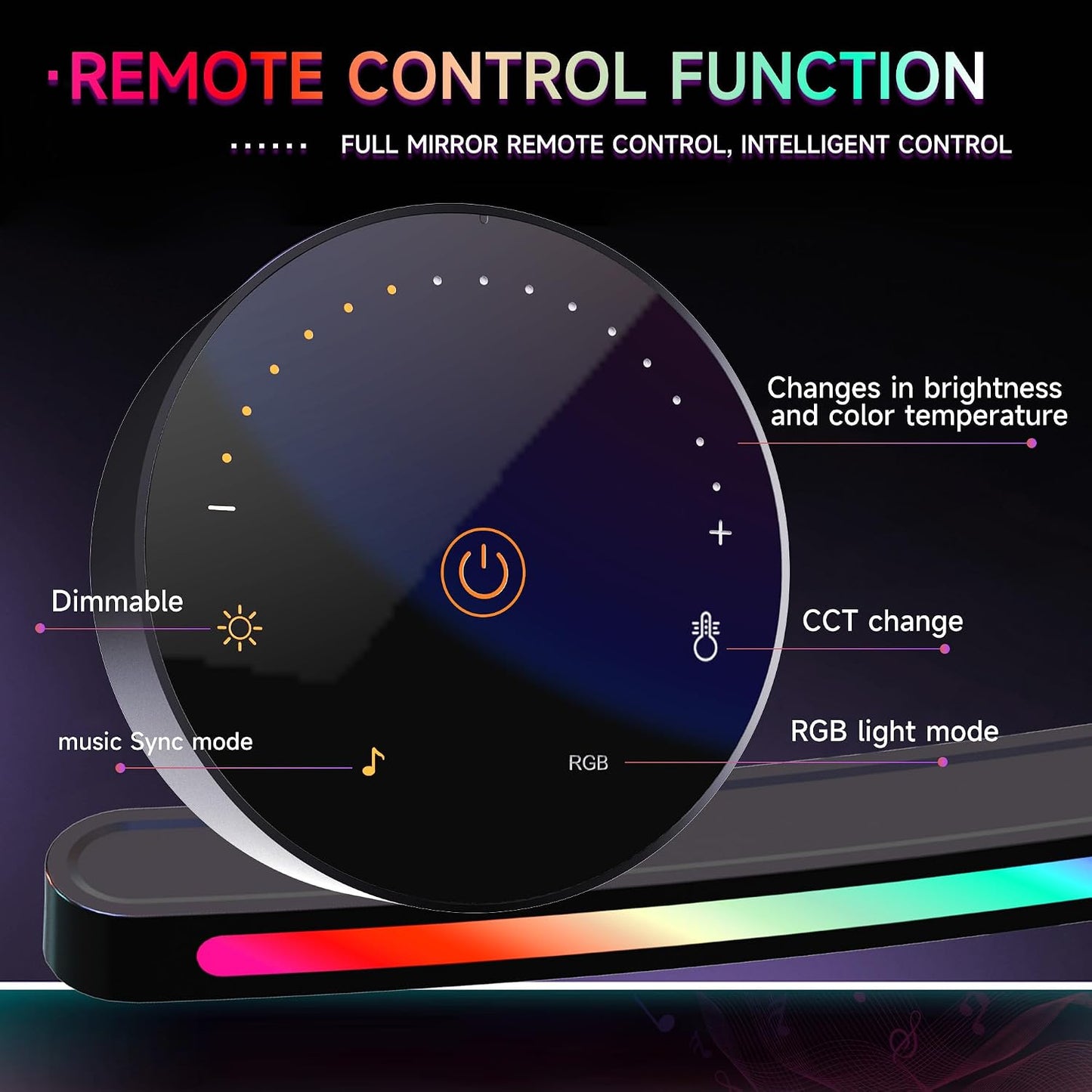 ONWAY Curved Monitor Light Bar with RGB Backlight, Wireless Remote Touch Control, No Glare Lamp with Camera Base for Gaming/Office Computer Setup