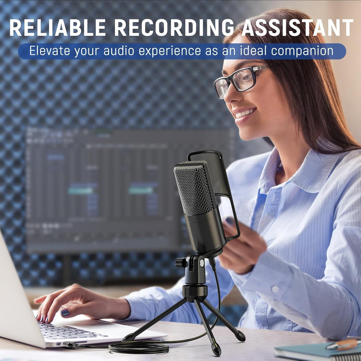 FIFINE K669PRO1 USB Podcast Microphone for Vocal Recording Video | PC Condenser Mic for Streaming, Mute Button, Gain Knob, Sturdy Tripod Stand, Gaming, Meeting, Windows/Mac OS