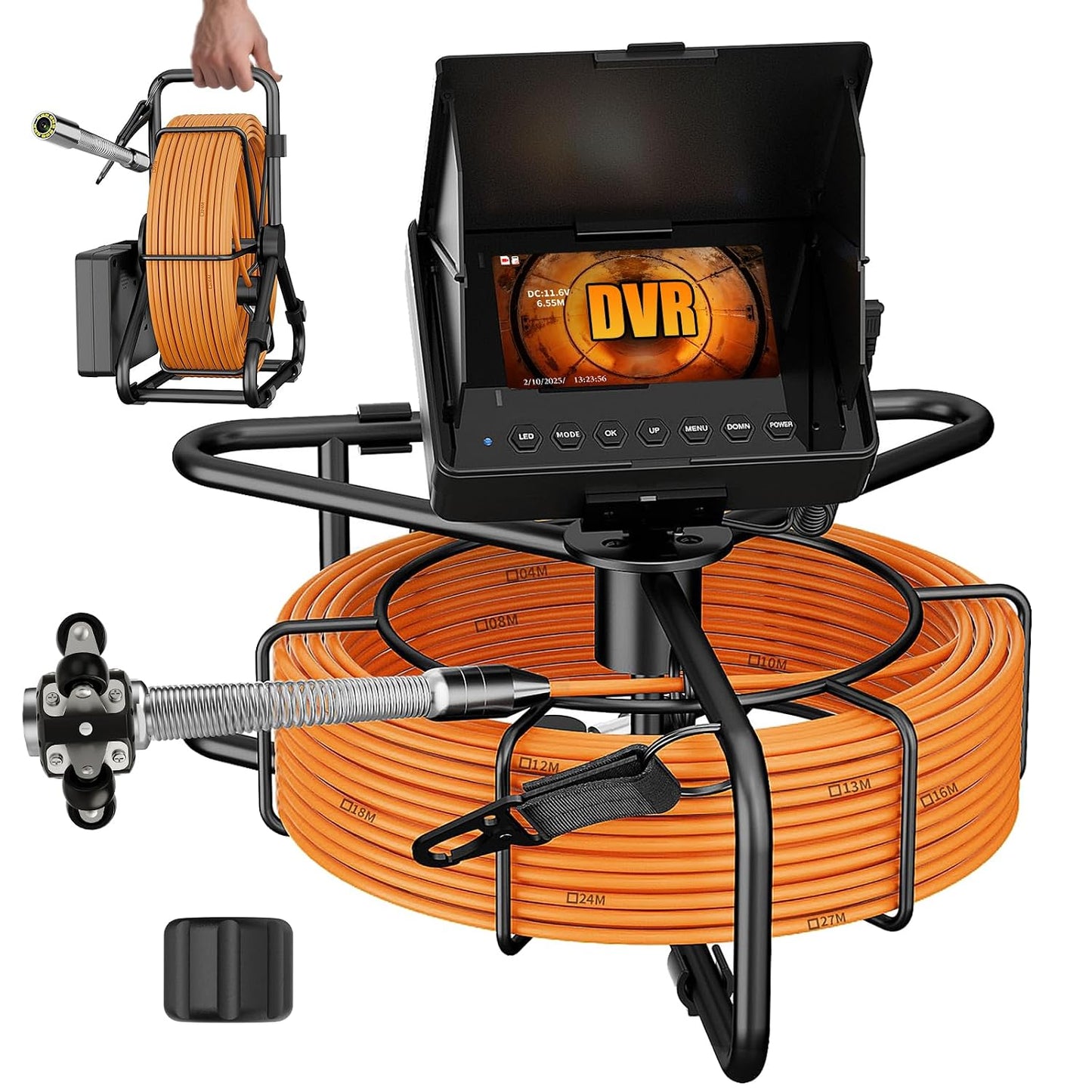 Sewer Camera 100ft, Drain Camera 4.3" with 23mm 1080P Probe, 8500mAh, 32GB Audio & Video Record, IP68 Waterproof for Plumbers, Drain Pipe & Industrial Inspection, Endoscope Camera with Light(12 LEDs)