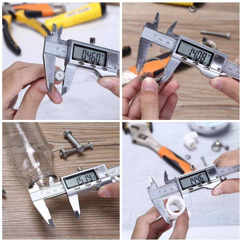 Digital Caliper Measuring Tool, Stainless Steel Vernier Caliper Digital Micrometer with Large LCD Screen, 6 Inch Caliper Tool for DIY/Household, Auto-Off Feature, Inch and Millimeter Conversion