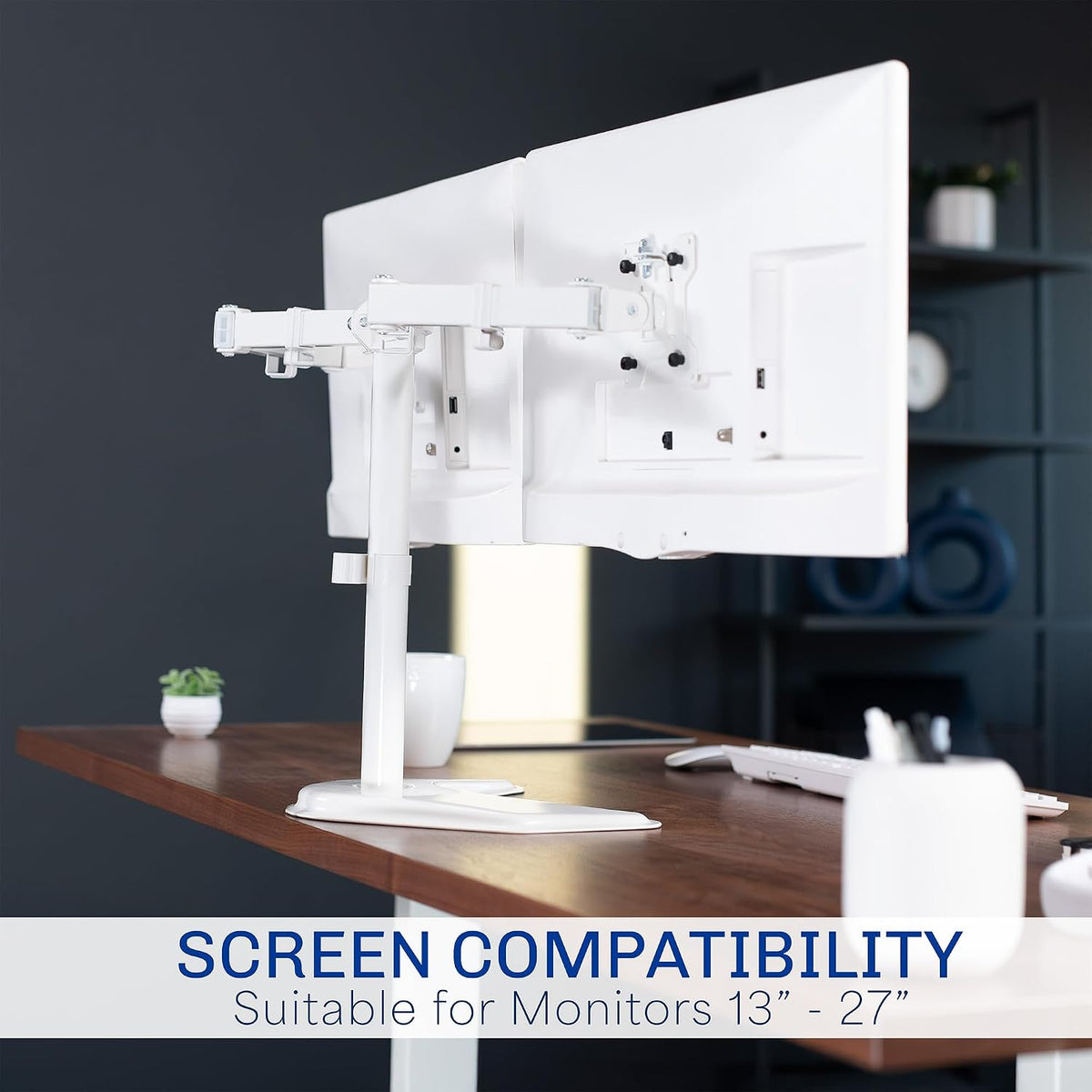 VIVO Dual LED LCD Monitor Free-Standing Desk Stand