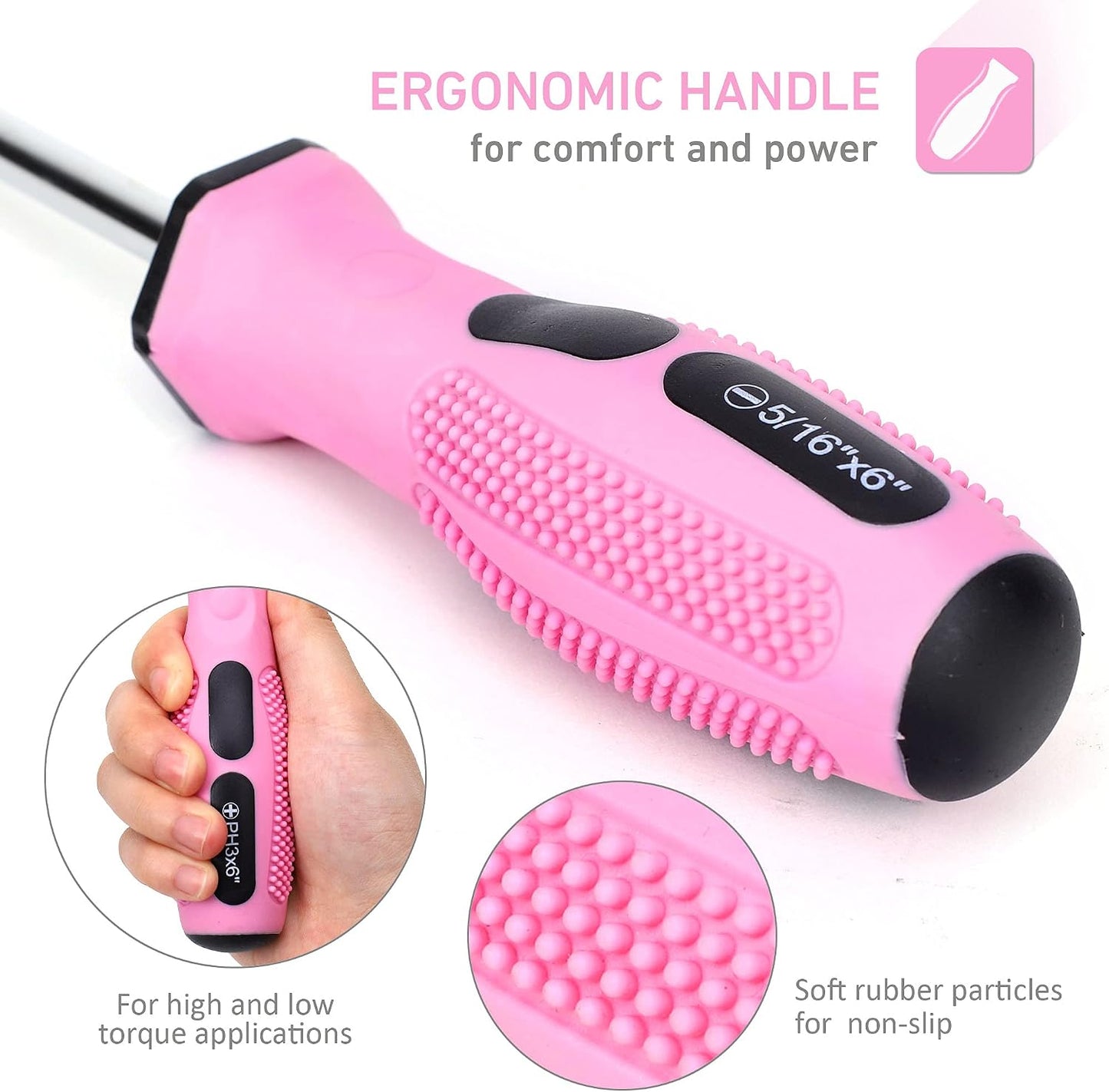 FASTPRO 12-Piece Pink Magnetic Screwdrivers Set with Storage Bag | 4 Phillips & 4 Slotted Tips, 4 Precision Screwdrivers, CR-V Steel, Ergonomic Handles, Home Repair Tool Kit for Women