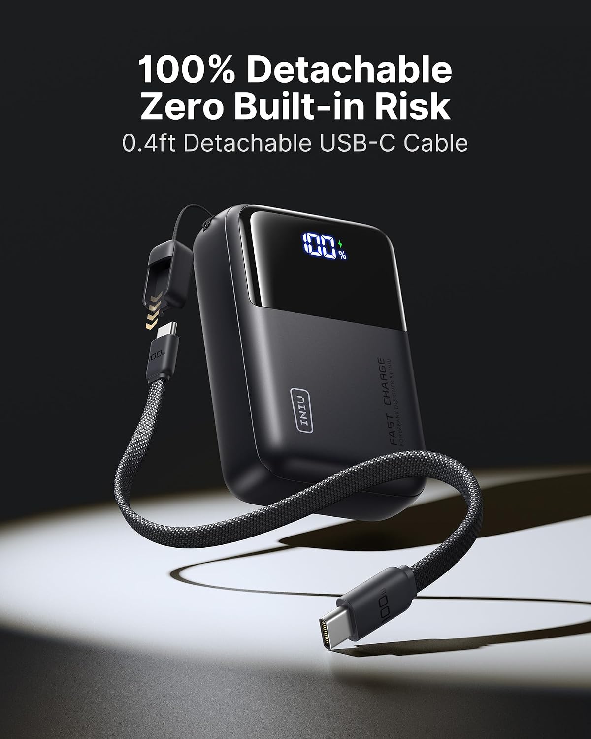 INIU Laptop Power Bank, Smallest 25000mAh 100W Fast Charging Battery Pack | USB C-Cable, Flight-Safe, Travel Essentials, Portable Charger for MacBook Pro, Dell, Steam Deck, iPhone etc