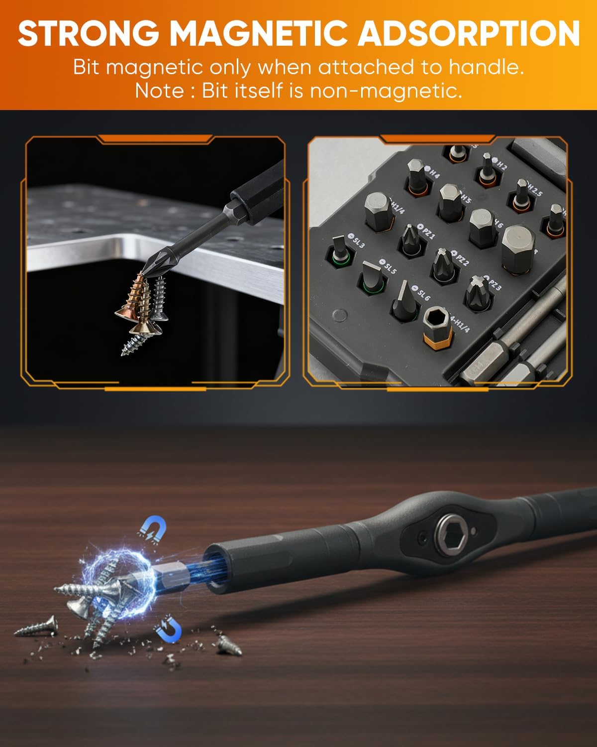 Saker 66 in 1 Magnetic Screwdriver Set Portable Multi Bit Ratcheting Kit with Detachable Handle for Dad Gifts Home Electronics, Computer, Furniture, Bike, DIY