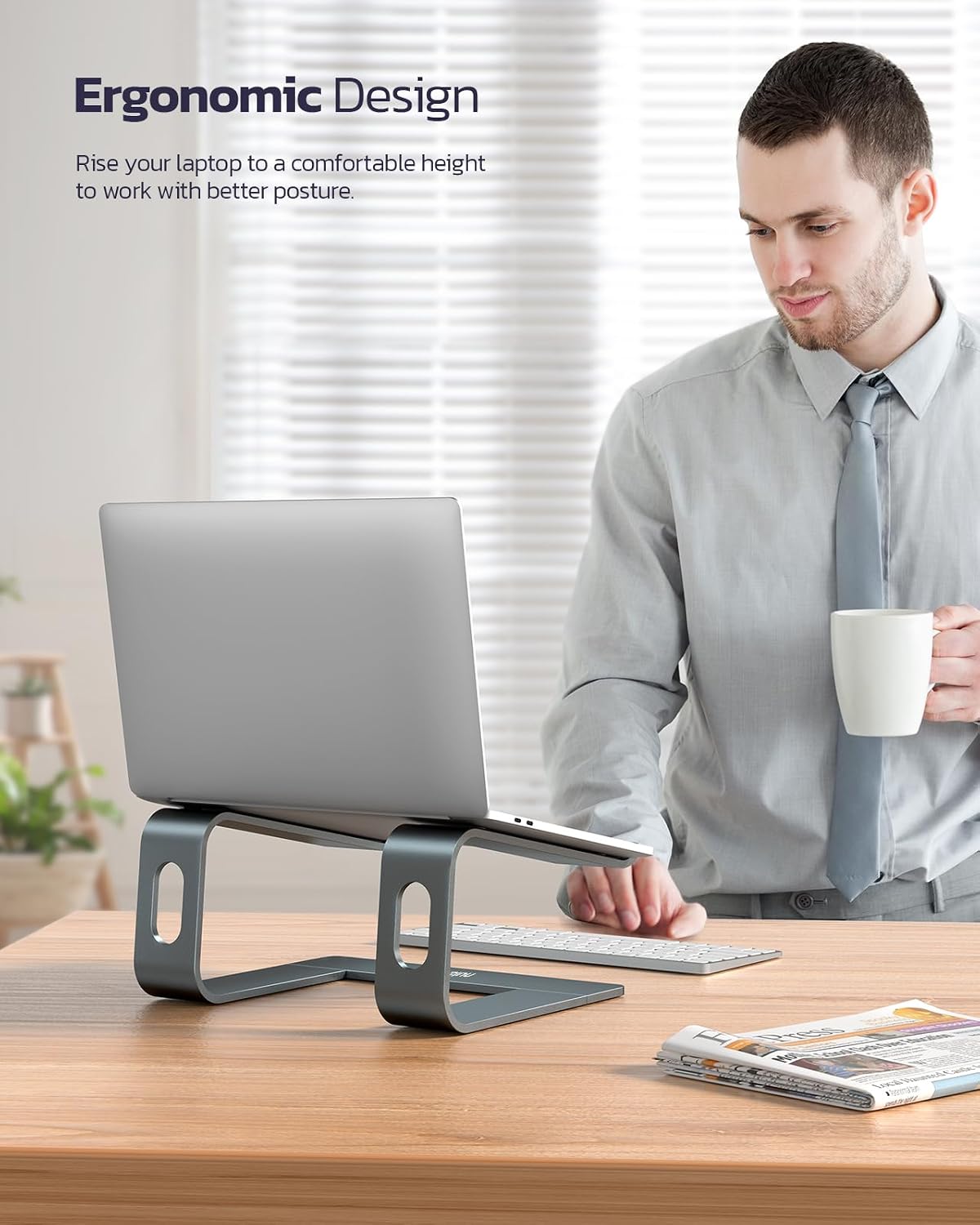 Nulaxy Full Aluminum Laptop Stand, Stable Support to 22 lbs, Open Cooling