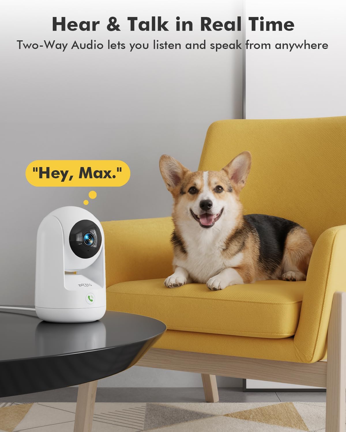 Dzees 2K Indoor Security Cameras, 360° WiFi Pet Camera, 2-Pack