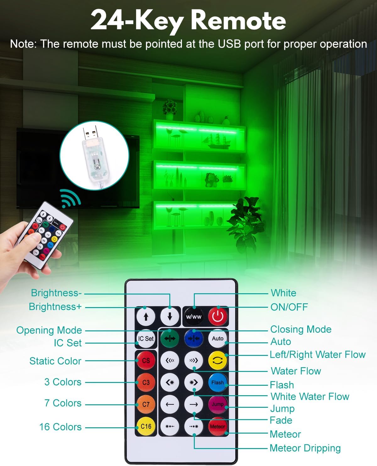 JUSJUBR RGB Shelf Lights, 4 PCS 12 Inch LED Light Bars for Night Ambient Lighting, Multiple Colors and Lighting Modes, App & Remote Control, Mood Lighting for Shelves, Cabinets, Display Cases, Desks