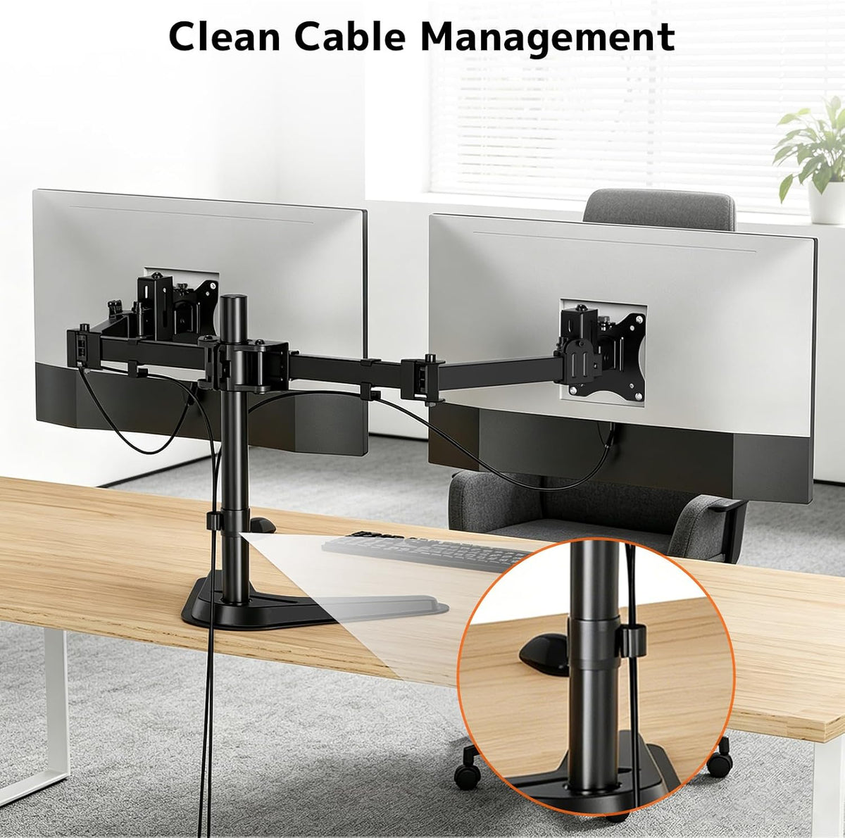 Dual Monitor Stand fits 17-40 inch, Free Standing Heavy Duty Monitor Mount